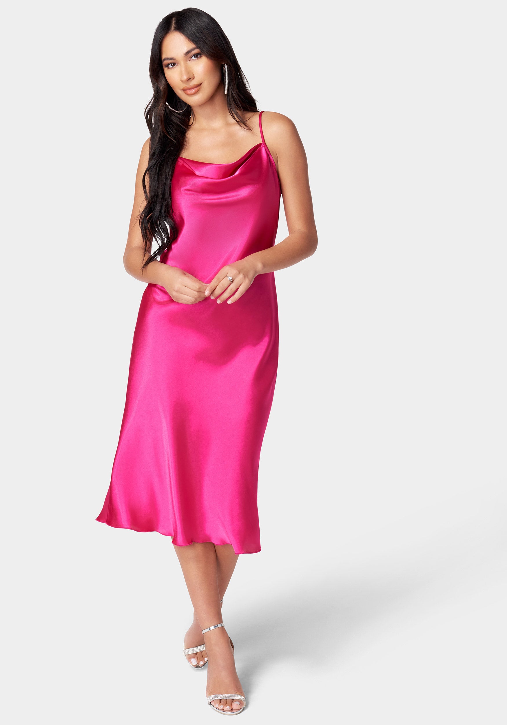 Bebe Women's Satin Midi Slip Dress Bebe Women's Satin Midi Slip Dress