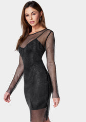Dua Insp Crystal Mesh Mini Dress Rhinestones main image 0