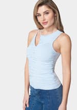 Slit Front Ruched Top