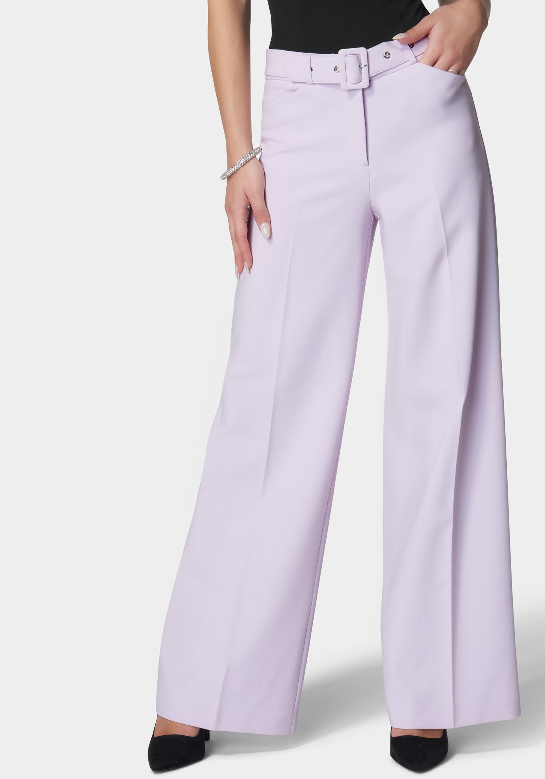 Zara Pants Lilac Belted Trousers Lulshou Wide Leg Pants Woman, Fashion  Women's High Waisted Wide Leg
