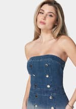Strapless Ombre Fitted Denim Dress