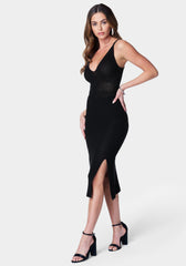 Crochet Midi Slit Dress | bebe Crochet Midi Slit Dress | bebe