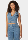 D Ring Belt Denim Wrap Top