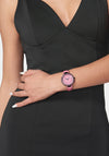 Hot Pink Strap Watch with Crystal Bezel