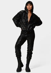 売れ筋商品|||ベベ パーカー・スウェットシャツ アウター レディース Women's Bebe X Ciara Sequin Hoodie Jacket Black Sequin Hoodie Jacket | bebe