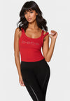 Bebe Logo Double Strap Single Stone Rib Top