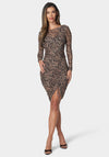 Long Sleeve Mesh Ruched Dress