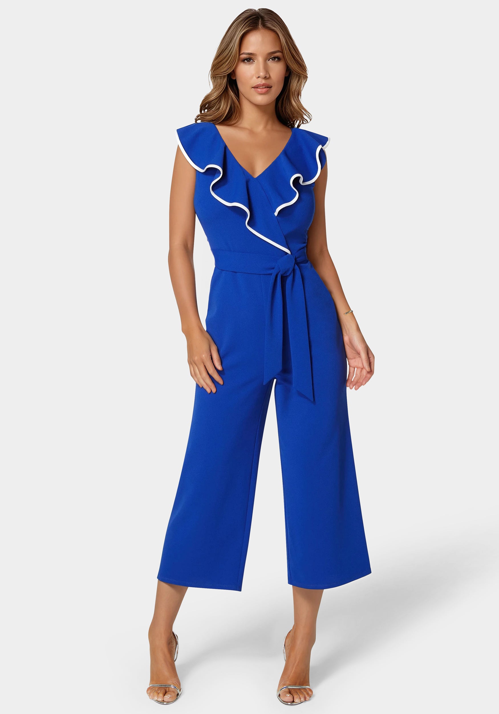 Snuggle Spot Women's Casual Crepe Sleeveless Jump Suit (Navy Blue)