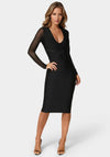 V-Neck Bandage Dress With Illusion Sleeve