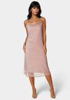 Pleated Cowl Neck Midi Dress