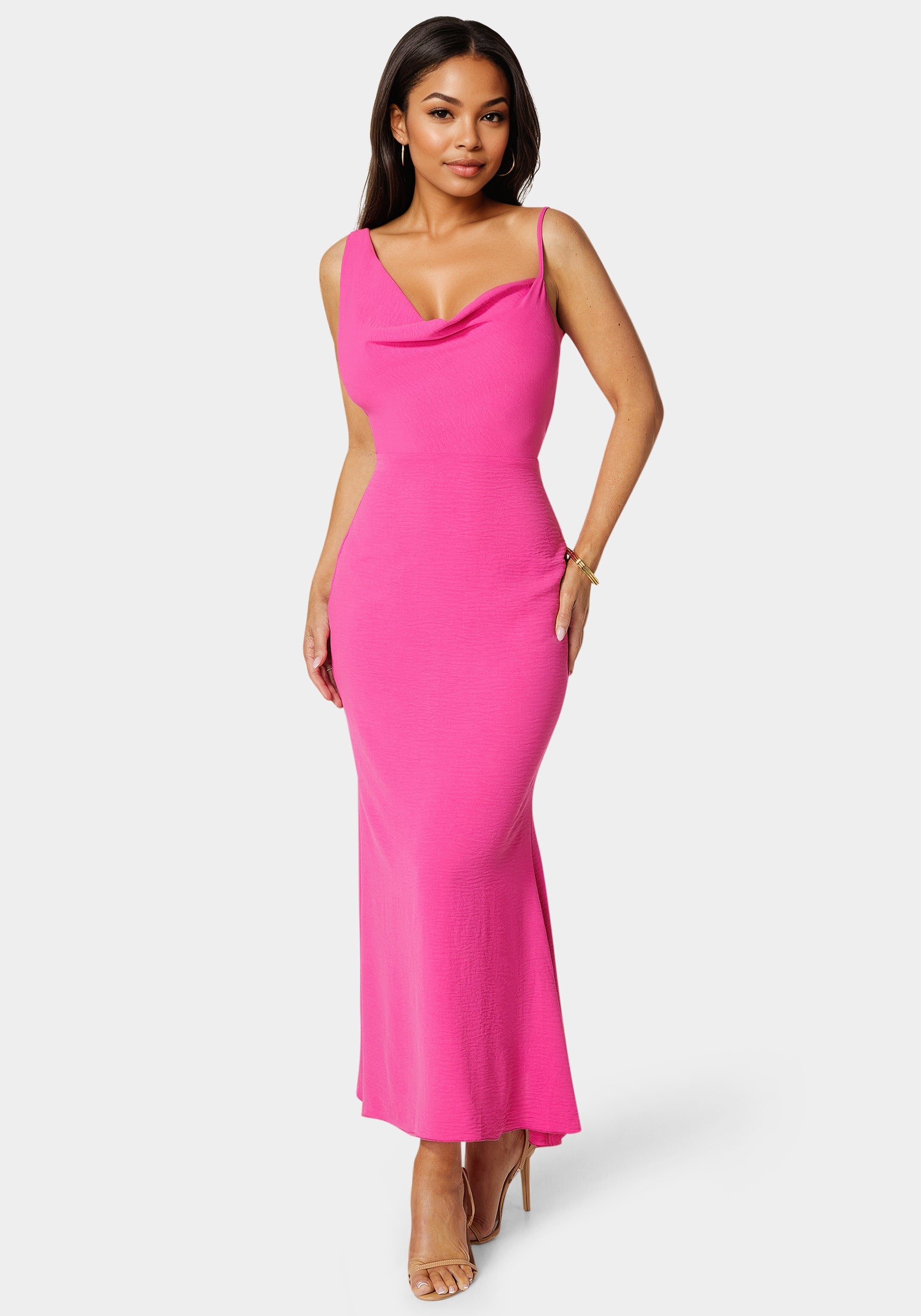 bebe dress Women's Airflow Cowl Maxi name-Manhattan Slip Formal Dress Champagne Late 90s summer fits. Size:3 - M adding a touch of