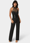 Lace Piecing Straight Flared Leg Jumpsuit