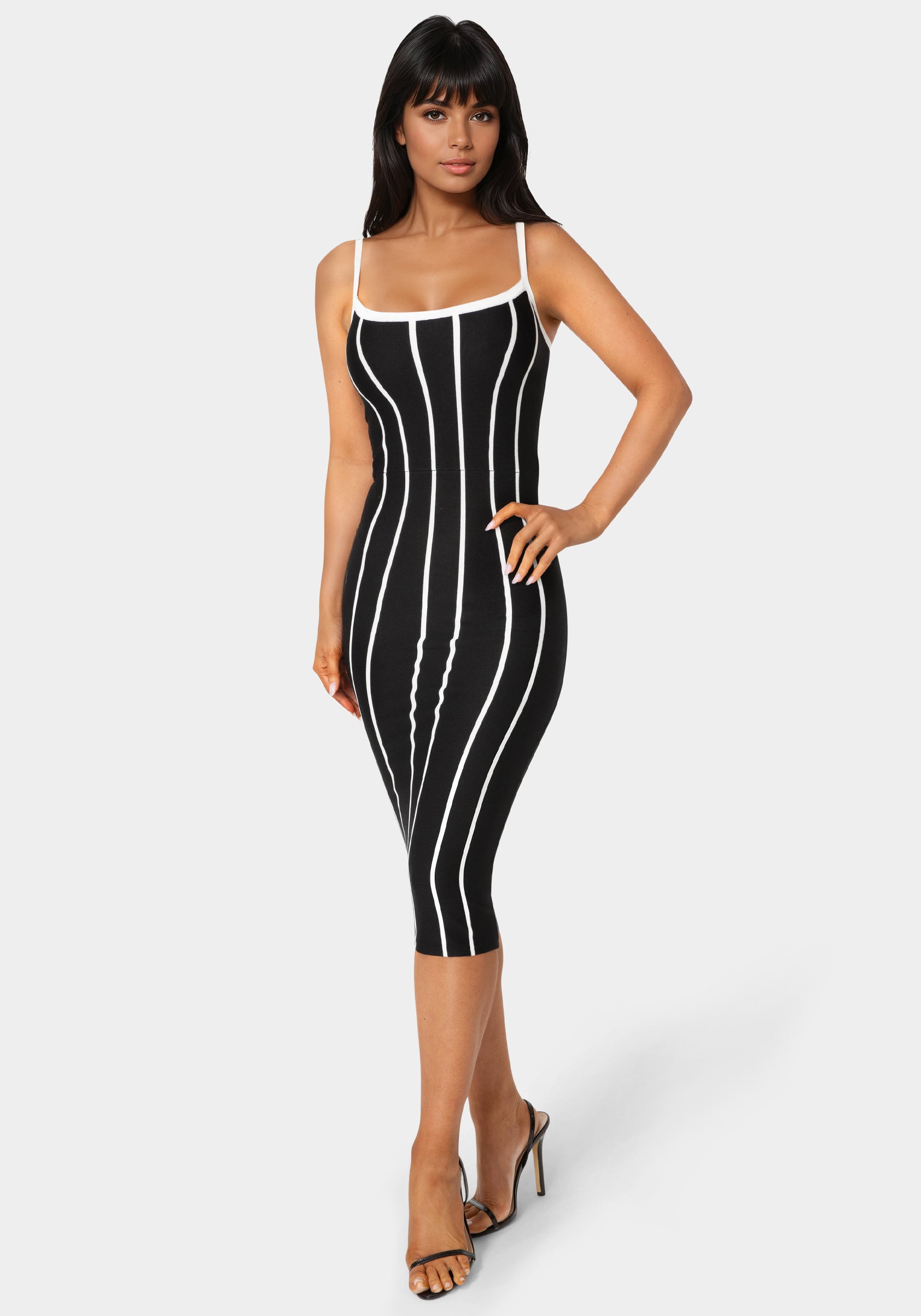 bebe bodycon dresses Striple Knit Bodycon Midi Dress – bebe