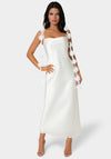 Cascading Floral Satin Maxi Dress