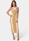 Sweater Contrast Halter Maxi Dress