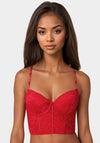 Lace and Mesh Push Up Bustier Long Line Bra