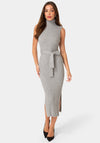 Sweater Sleeveless Midi Dress With Belt