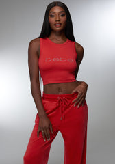 【CRITIC】BEBE X CRITIC WORMHOLE LOGO HOTFIX CROP FIT T Rhinestone Logo Cropped Tank | bebe
