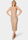 Faux Leather Bustier Midi Dress