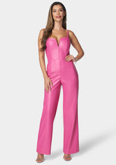 pelleq ペレック 22AW W cord belted jump suit Black Cord Belted Wide Leg Jumpsuit | New Look
