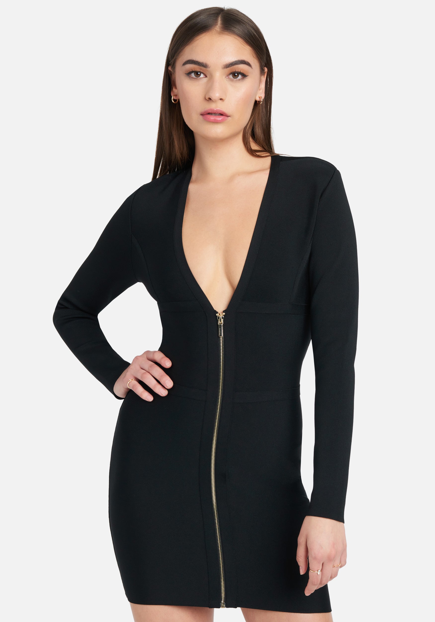 Corset Long Sleeve Bandage Dress Black