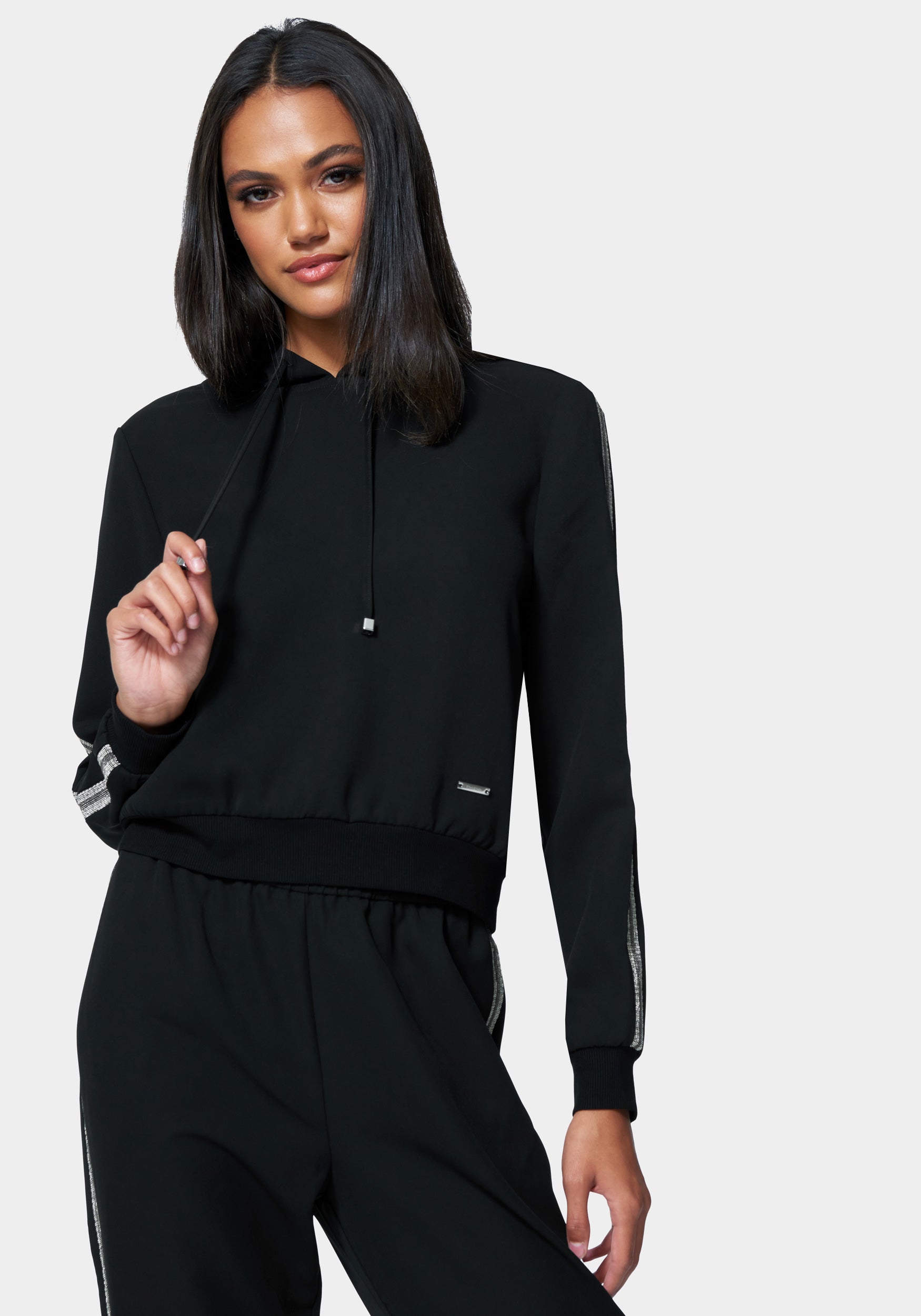 Bebe Lux Lounge Crepe Stripe Detail Hoodie – bebe