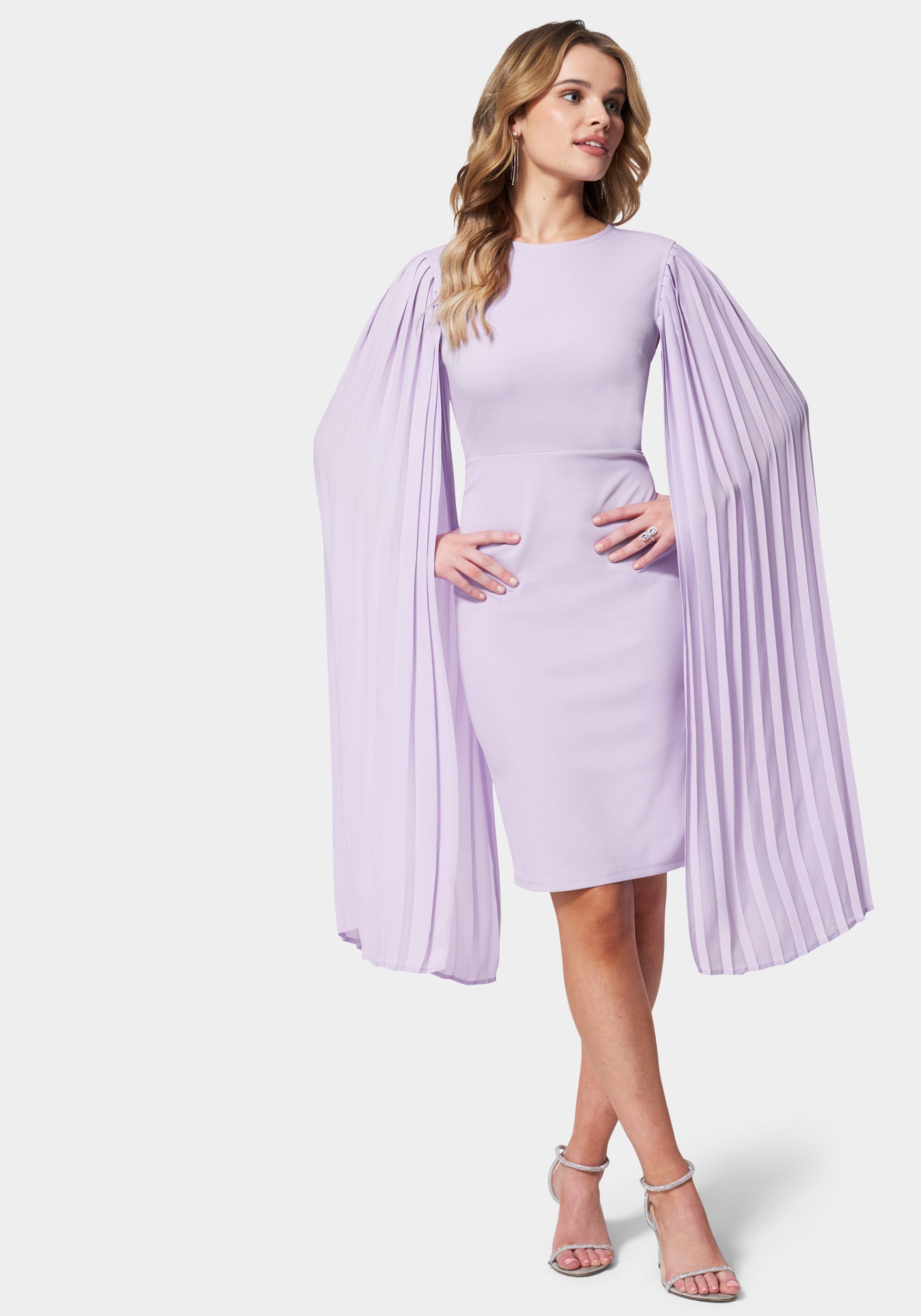 open lace back dress Ombre Chiffon Cowl Dress in Purple Pink main image 1