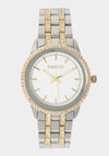 Silver Textured Dial Crystal Bezel Watch