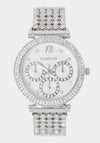 Silver Dial Crystal Bezel Watch
