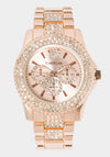 Rose Dial Crystal Bezel Watch