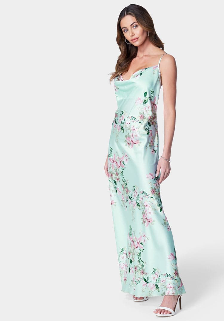 Floral Cowl Neck Maxi Dress