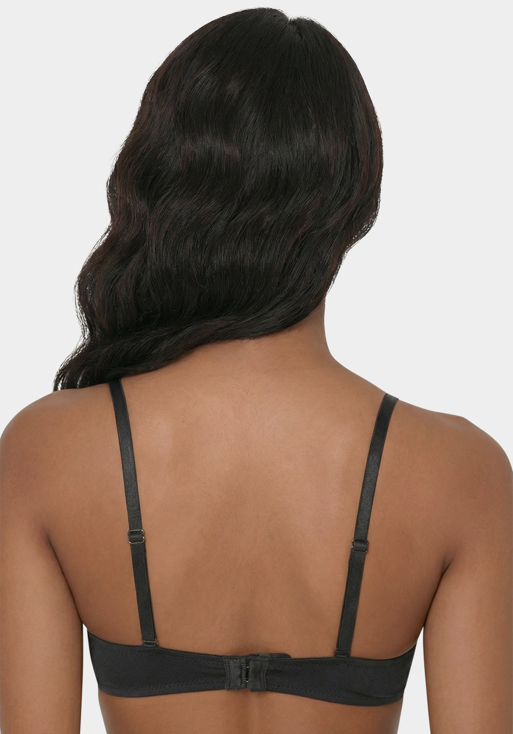 Back View-Bebe Logo Plunge Bra-Black