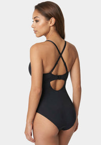 Side View-Plunge Bra Body Shapewear-Black