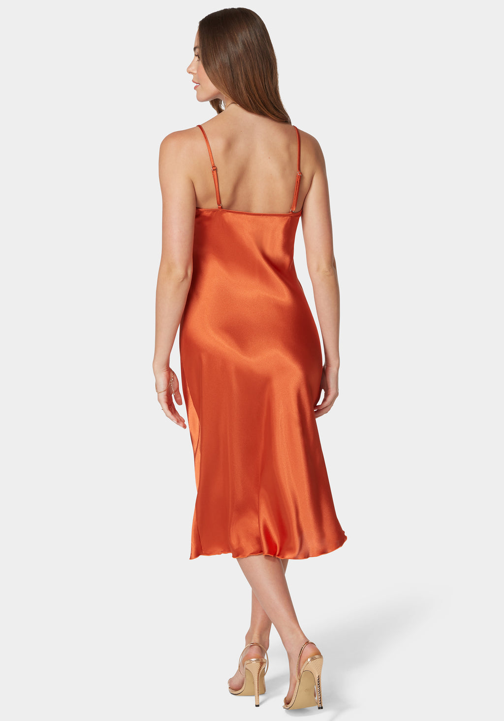 Satin Cowl Neck Slip Midi Dress