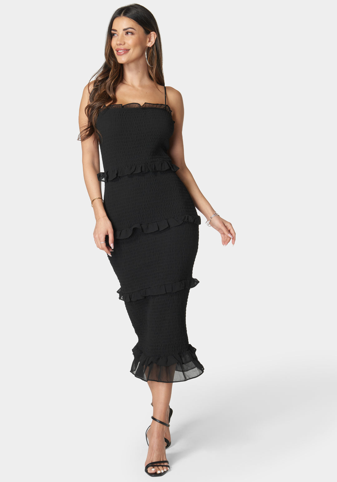 Georgette Smocked Midi Dress