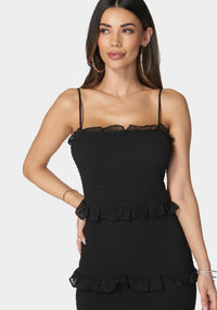 Georgette Smocked Midi Dress