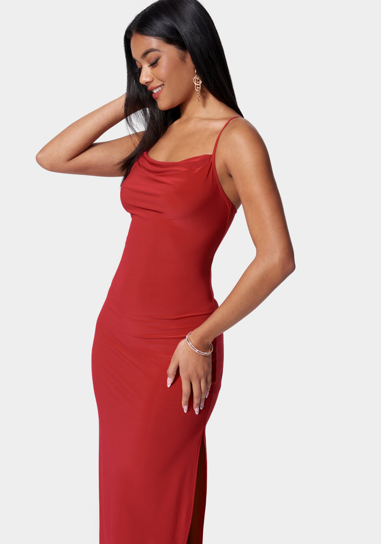 Cowl neck spaghetti strap dress on sale