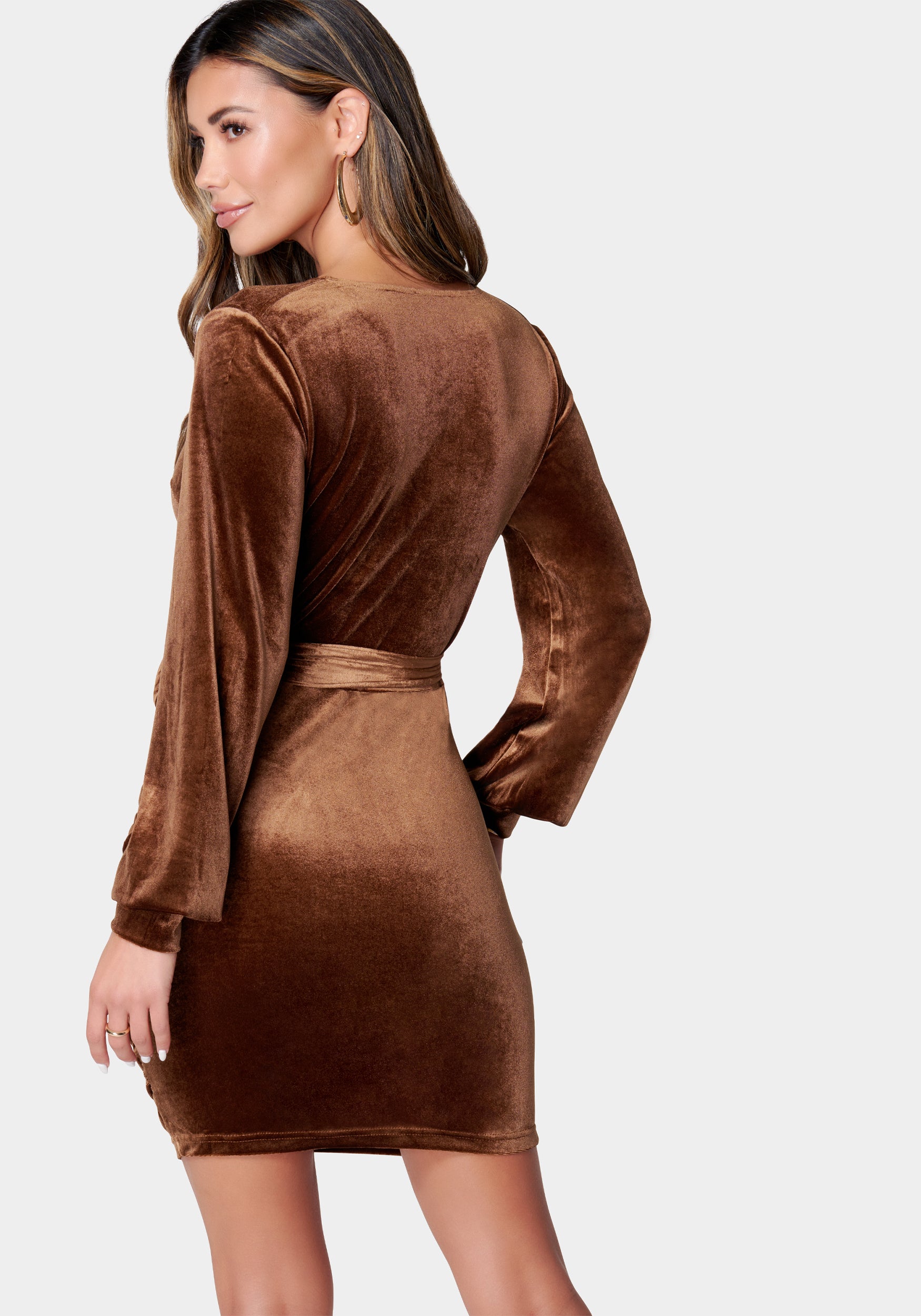 bebe brown dress Ombre Chiffon Cowl Dress in Brown White