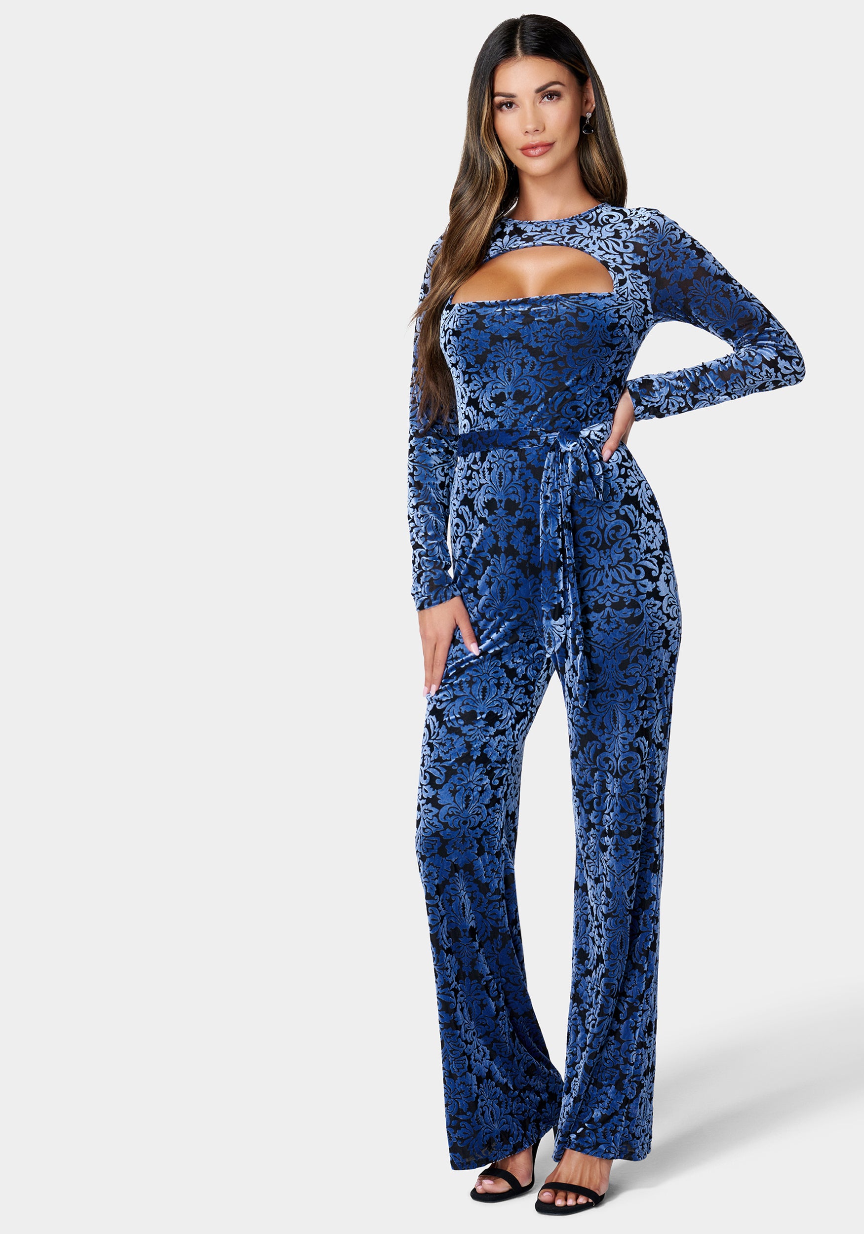 Velvet Burnout Jumpsuit | bebe