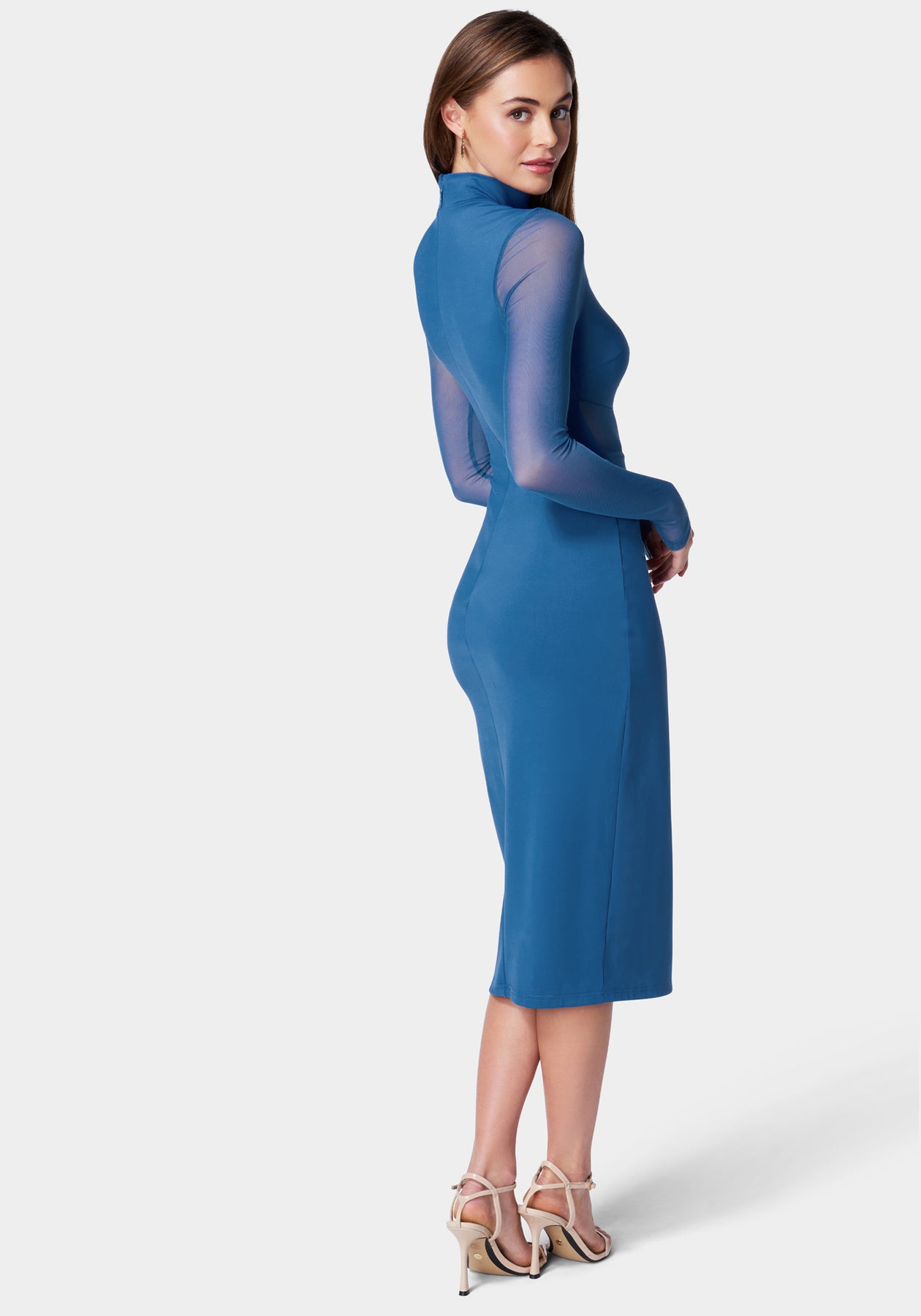 bebe sparkle mesh midi dress bebe Off Shoulder Mesh Midi Dress Embellished With Crystals by Swarovs