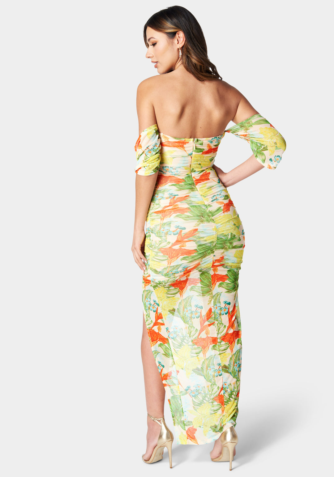 Slit Printed Off-Shoulder Dress