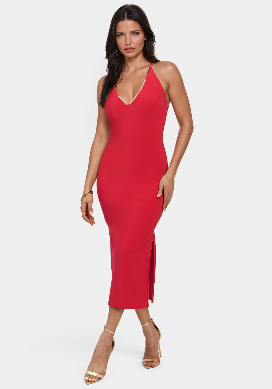 Gold Bar Detail Dress bebe Gold Bar Detail Dress bebe