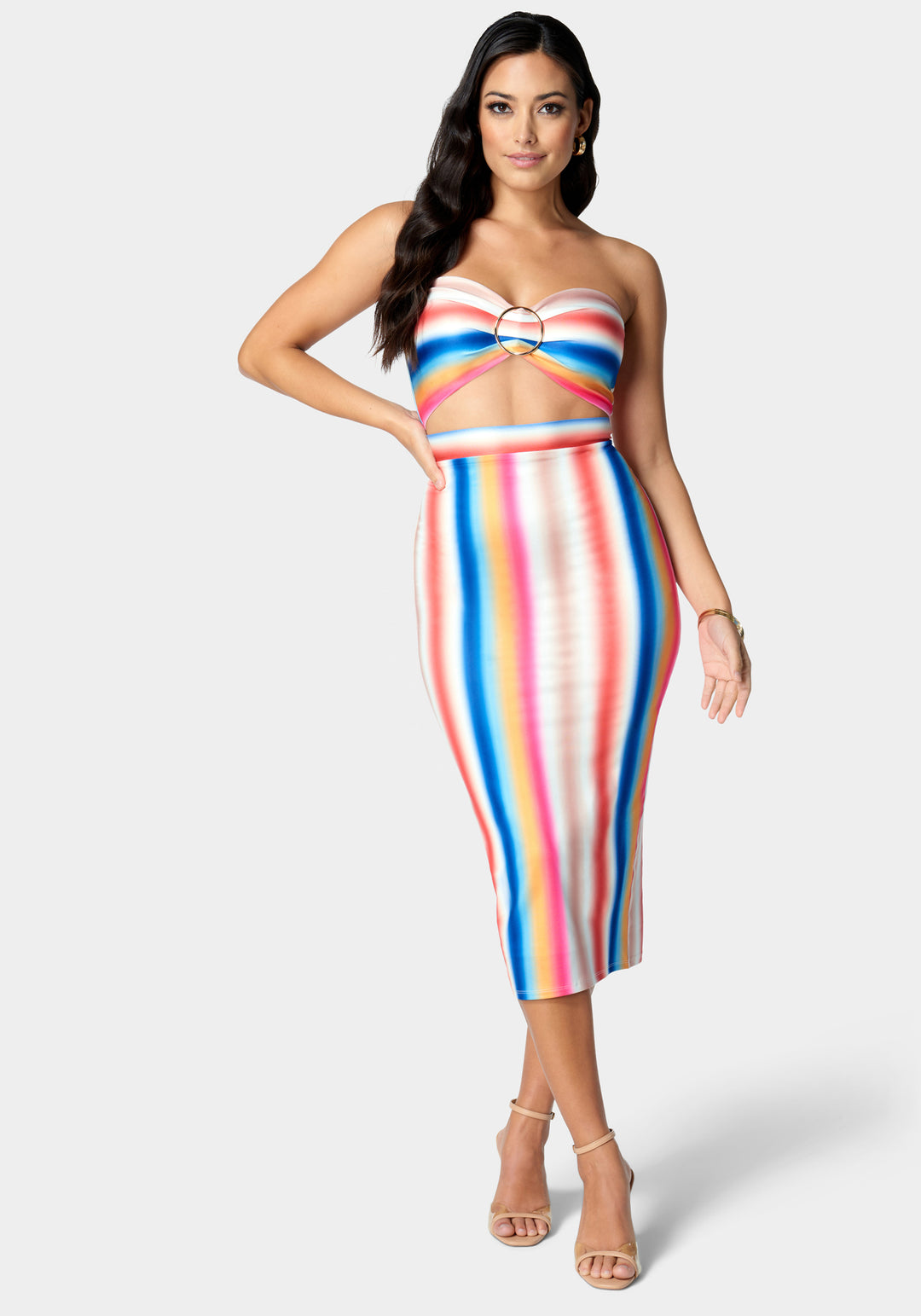 Printed Front Cutout Midi Dress Printed Front Cutout Midi Dress