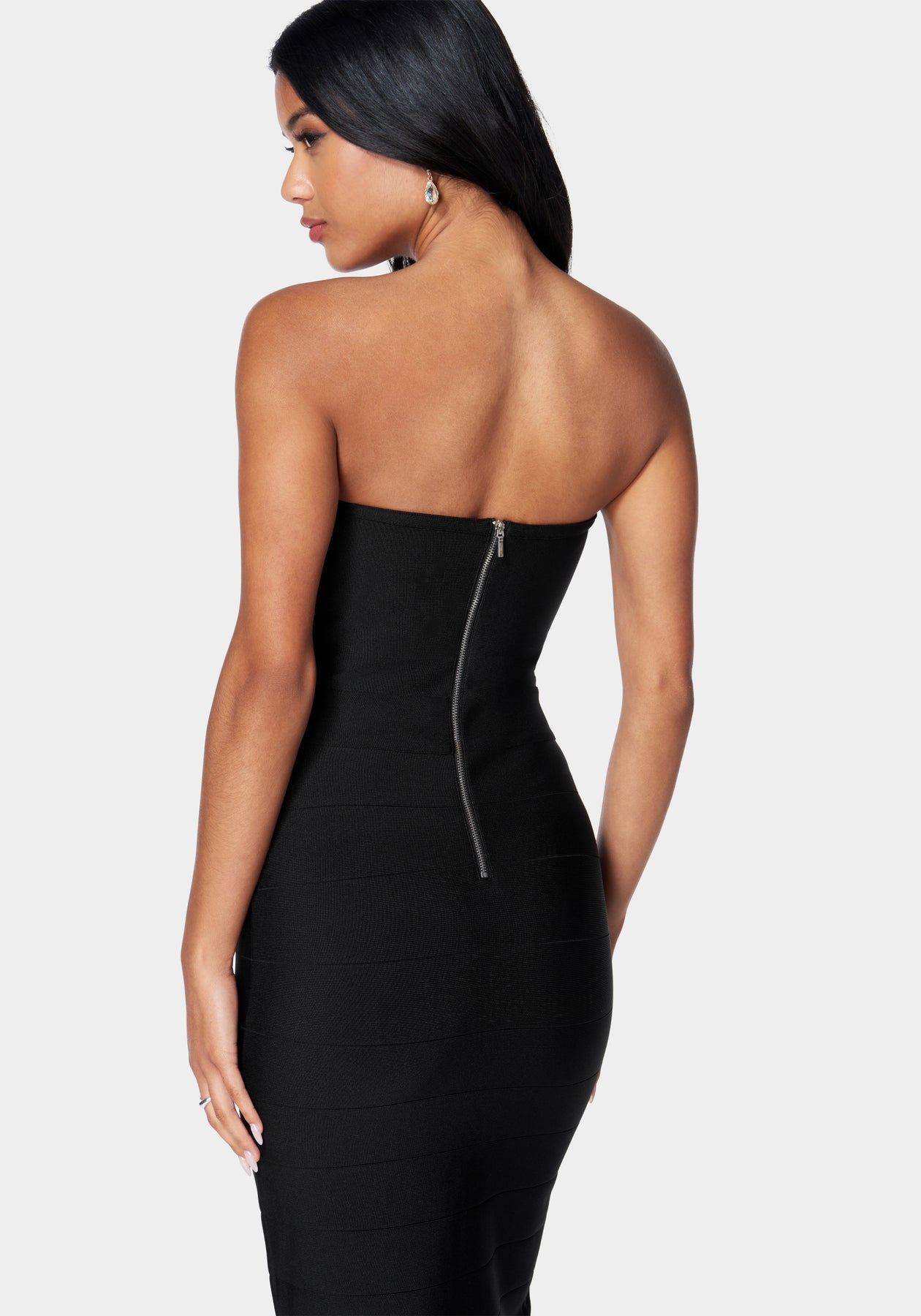 Bandage Lace-Up Strapless Dress bebe Bandage Lace-Up Strapless Dress bebe