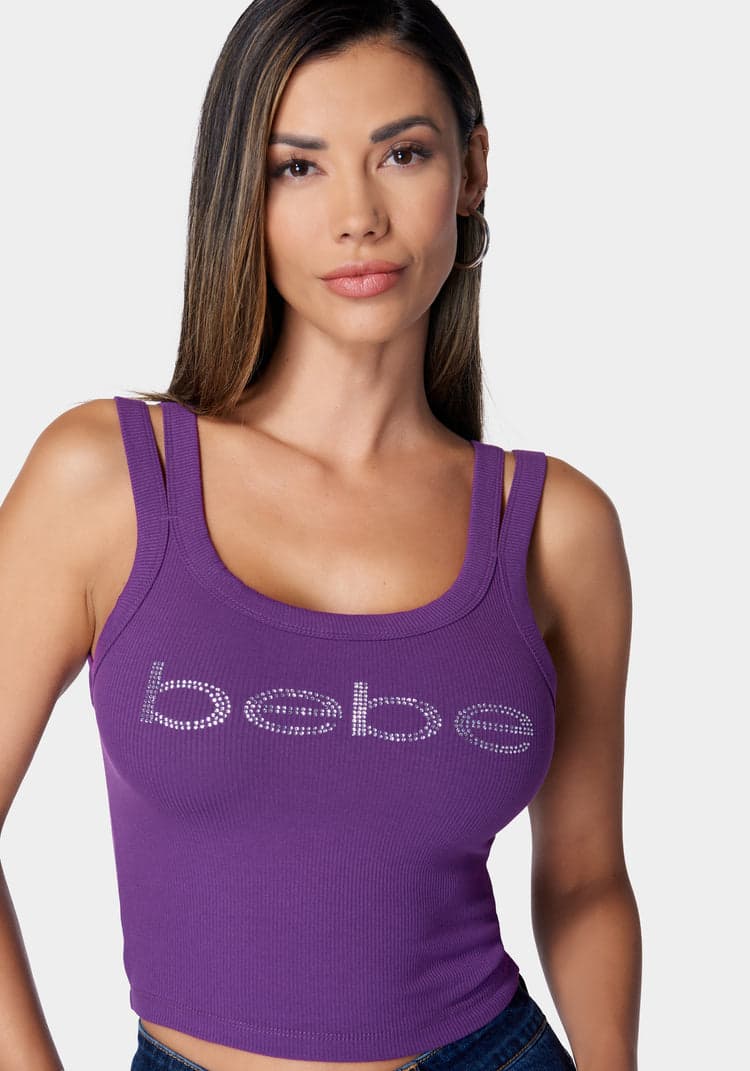Bebe Logo Cropped Rib Top | bebe