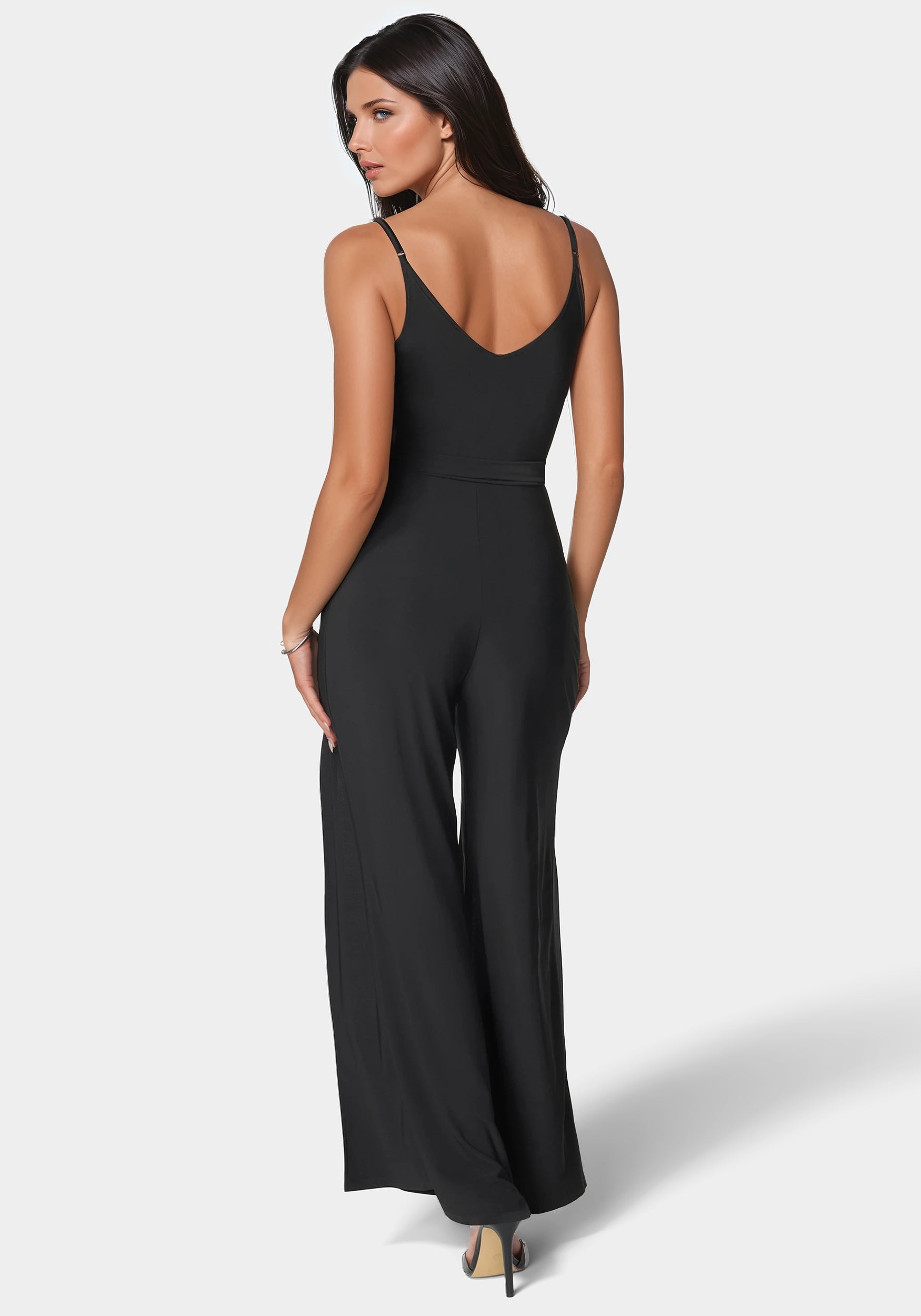 Notched neck cami jumpsuit