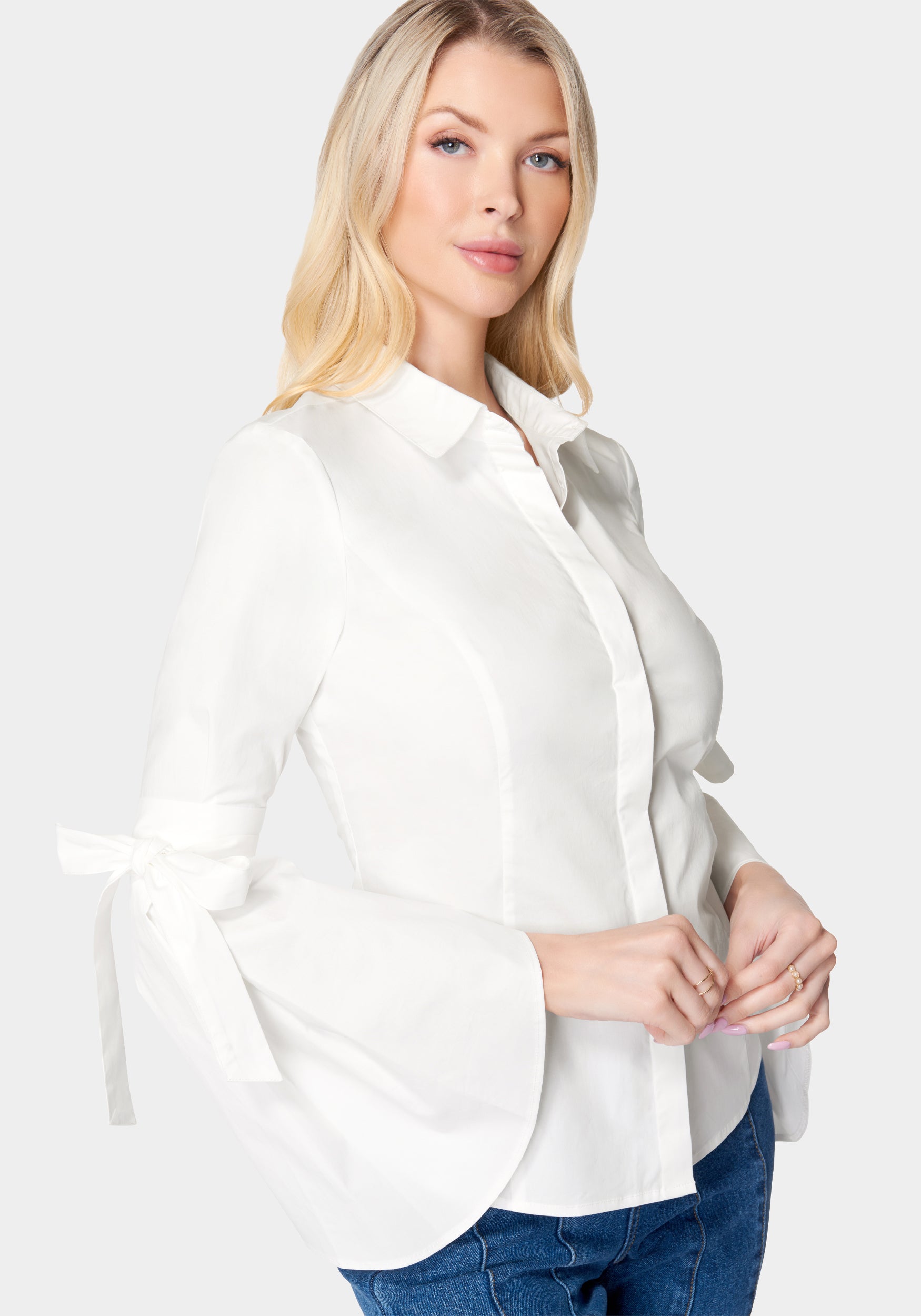 Bella Bliss Poplin Buttondown Shirt, White main image 0
