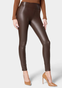 High Waist Embossed Vegan Leather Legging Front View
