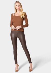 High Waist Embossed Vegan Leather Legging Full Body 