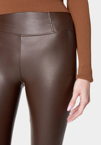 High Waist Embossed Vegan Leather Legging Close Up